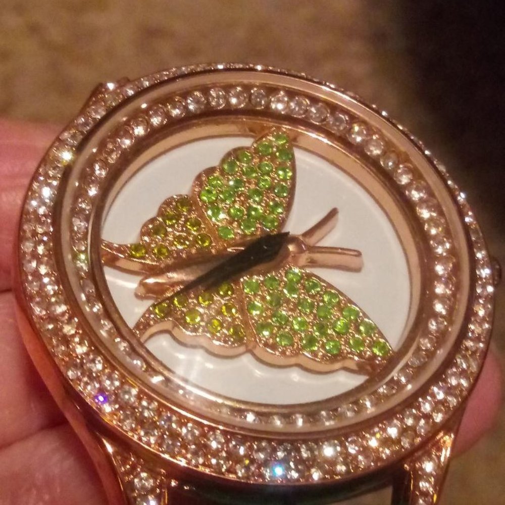 Genoa Spinner Butterfly Crystal Bling TimePiece